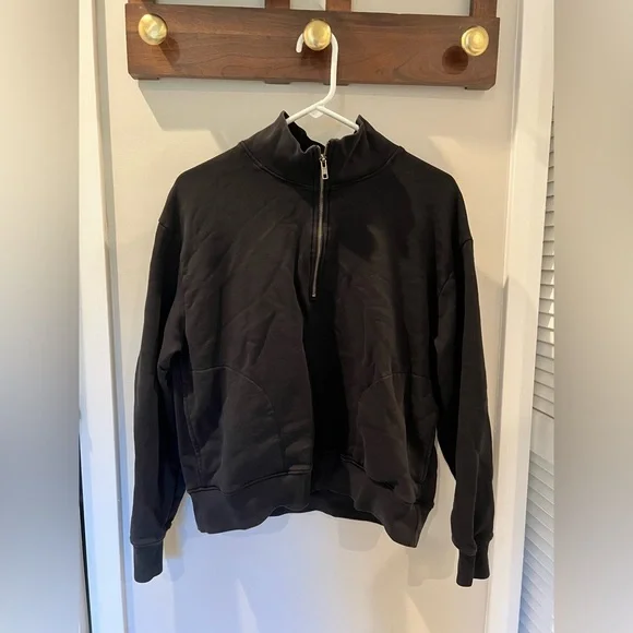 MATE the Label Organic Fleece Quarter Zip Sweatshirt - Medium - Black - NWOT - Picture 3 of 8
